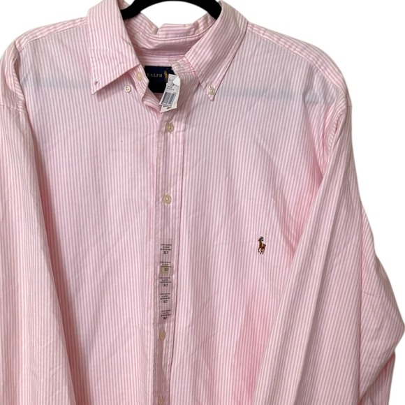 Polo Ralph Lauren Mens XLT Button Down Shirt Pink Striped Classic Fit NWT